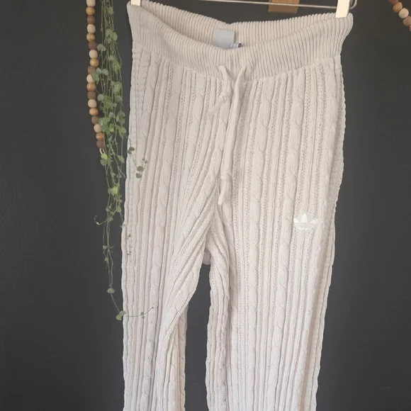 adidas Cream Cable Knit Wide Leg Pants - Picture 2 of 3